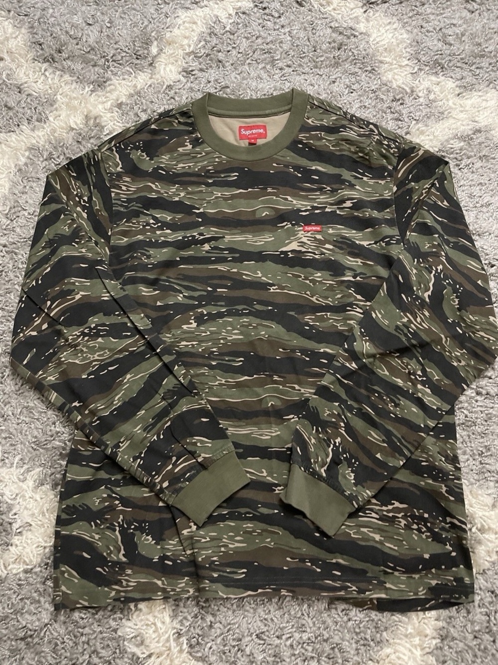 Supreme Tiger Stripe Camo Long Sleeve Tee - Olive Green & Black